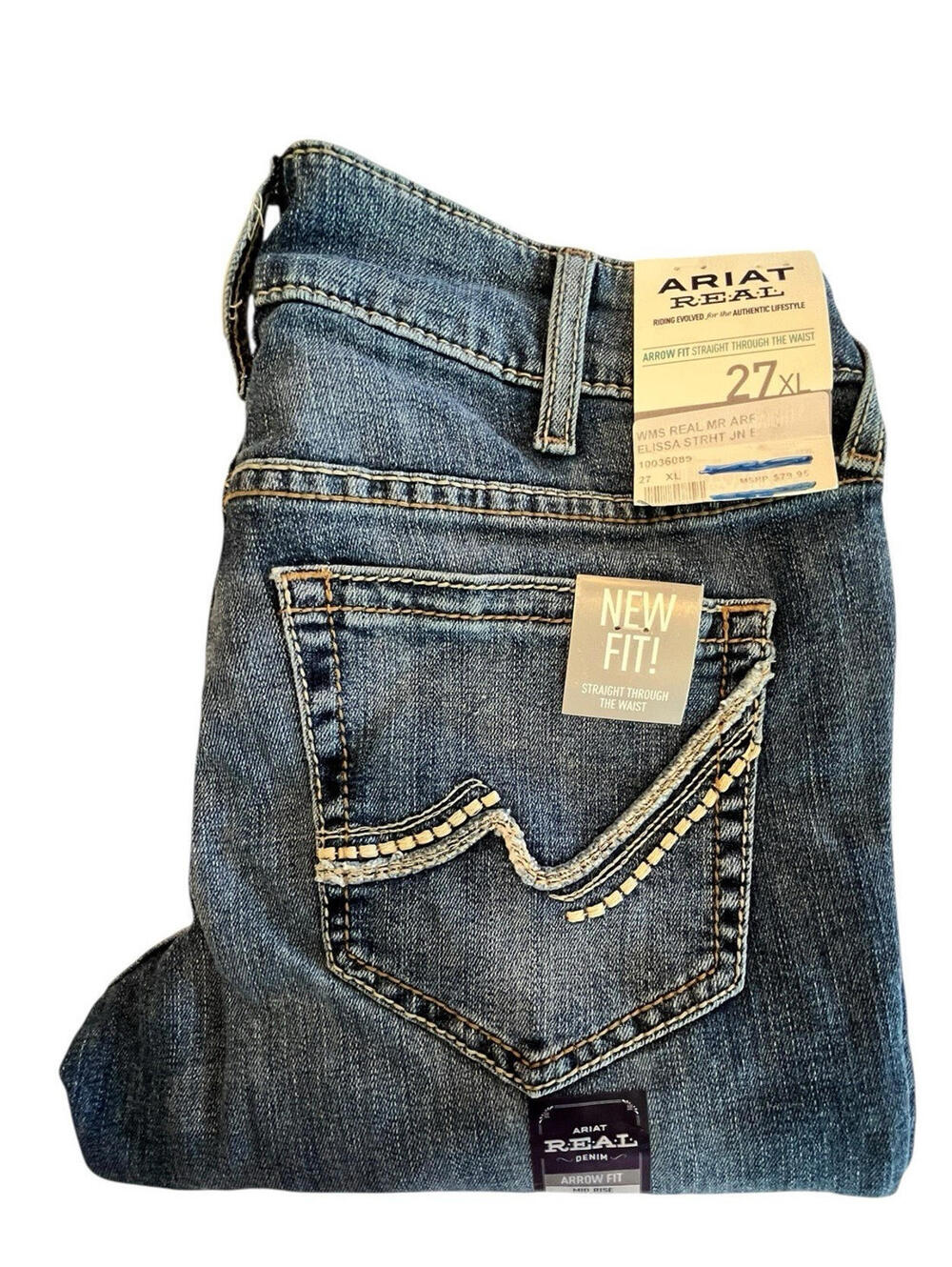 ARIAT REAL Jeans NEW TAGS Mid Rise Elissa Women Sz 27XL Straight extra long leg